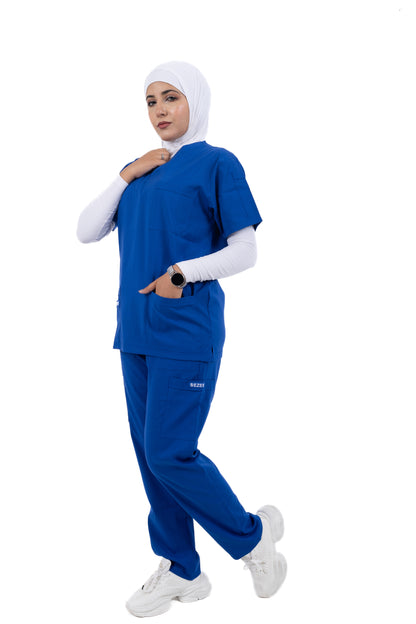 Sezar Scrub Female - Royal Blue | أزرق ملكي – اسكرب قطن ليكرا الجديد