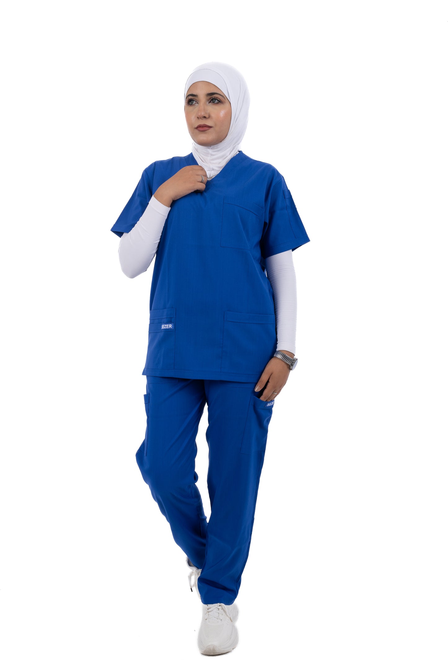 Sezar Scrub Female - Royal Blue | أزرق ملكي – اسكرب قطن ليكرا الجديد