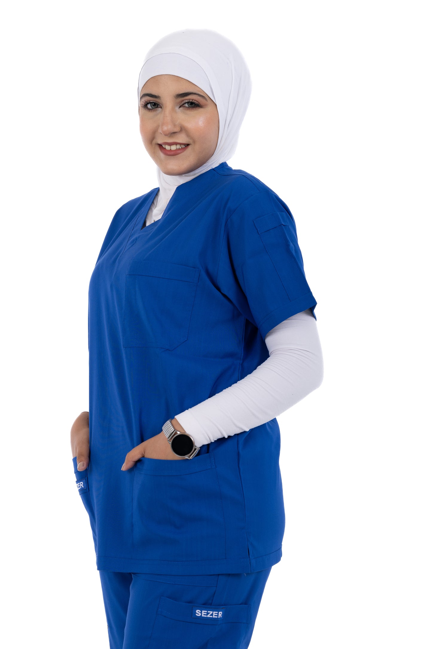 Sezar Scrub Female - Royal Blue | أزرق ملكي – اسكرب قطن ليكرا الجديد