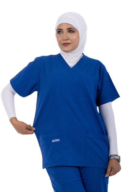 Sezar Scrub Female - Royal Blue | أزرق ملكي – اسكرب قطن ليكرا الجديد