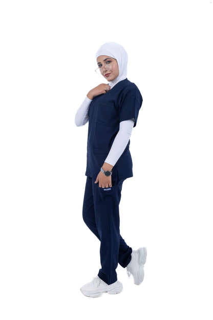 Sezar Scrub Female- Navy Blue | كحلي – اسكرب قطن ليكرا الجديد