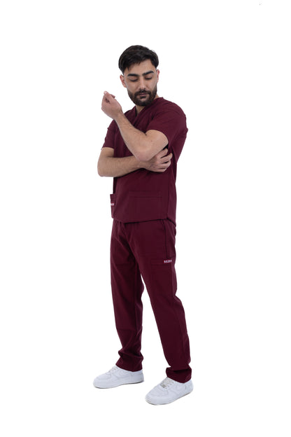 Sezar Scrub Men's - Maroon | نبيتي – قطن ليكرا الجديد