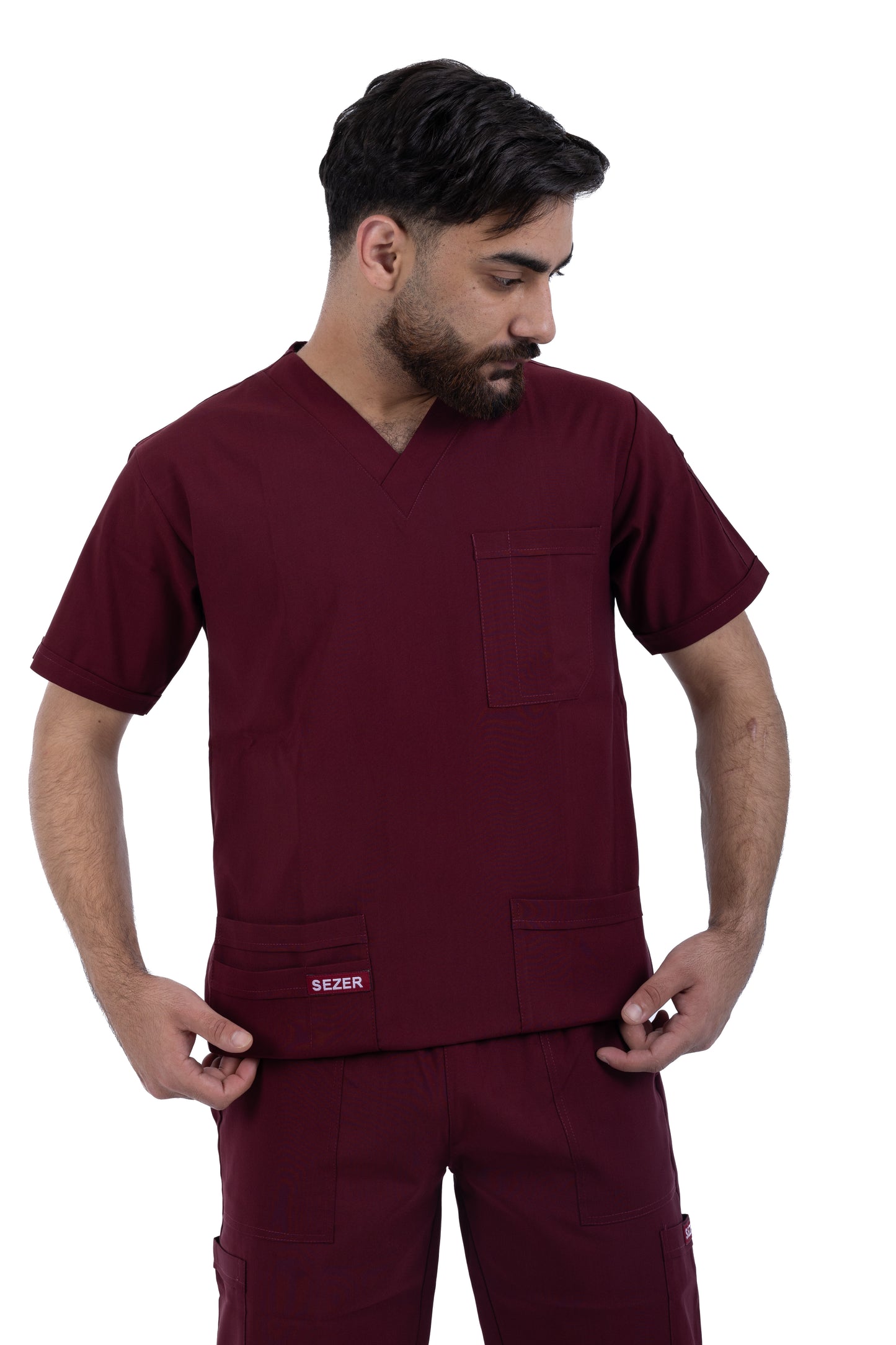 Sezar Scrub Men's - Maroon | نبيتي – قطن ليكرا الجديد