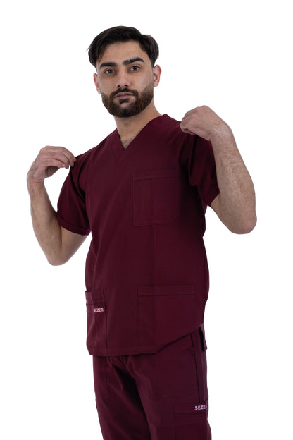 Sezar Scrub Men's - Maroon | نبيتي – قطن ليكرا الجديد