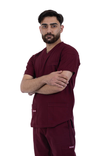 Sezar Scrub Men's - Maroon | نبيتي – قطن ليكرا الجديد