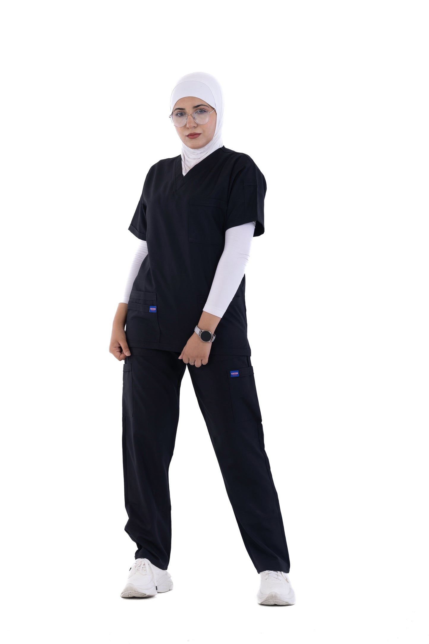 Sezar Scrub Polyester Female - Black |  اسود– اسكرب بوليستر