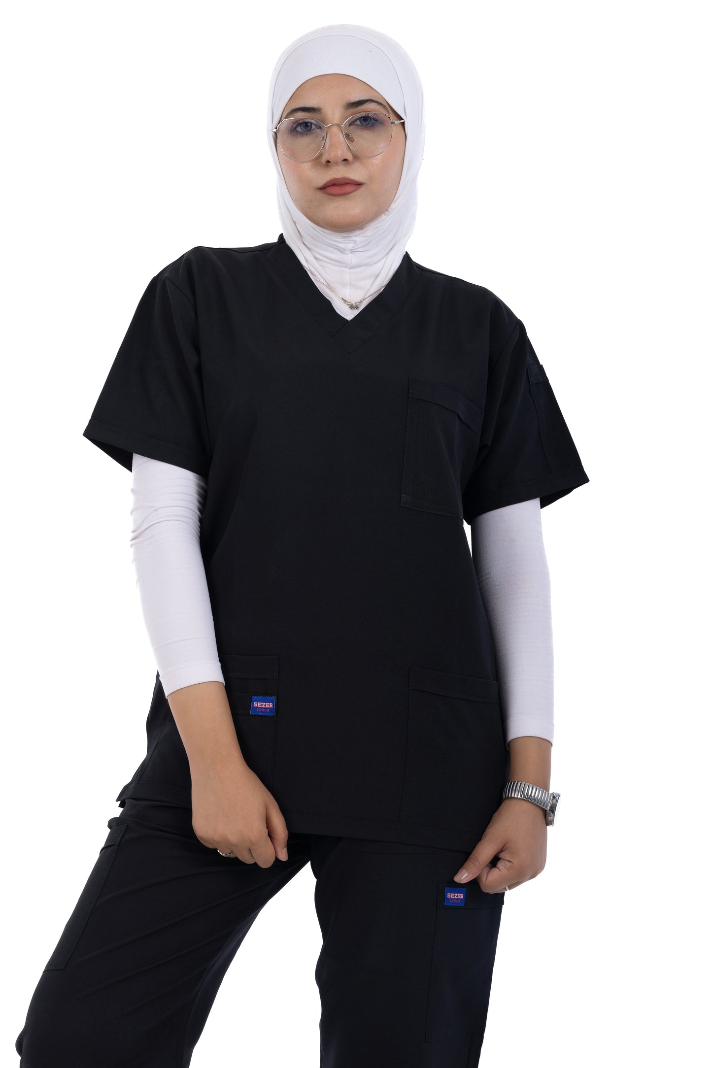 Sezar Scrub Polyester Female - Black |  اسود– اسكرب بوليستر