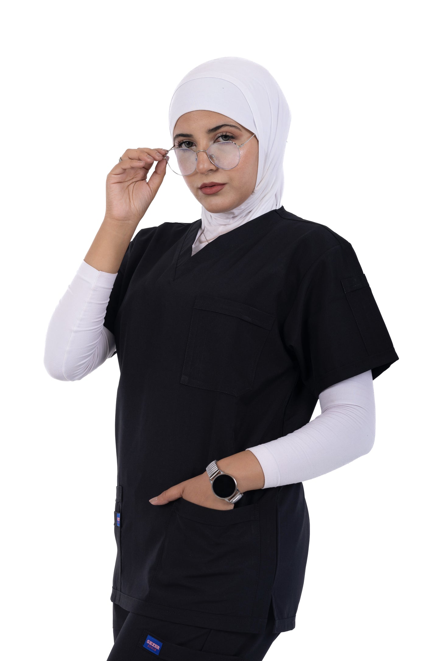 Sezar Scrub Polyester Female - Black |  اسود– اسكرب بوليستر