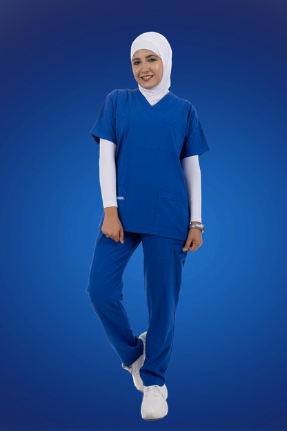 Sezar Scrub Female - Royal Blue | أزرق ملكي – اسكرب قطن ليكرا الجديد