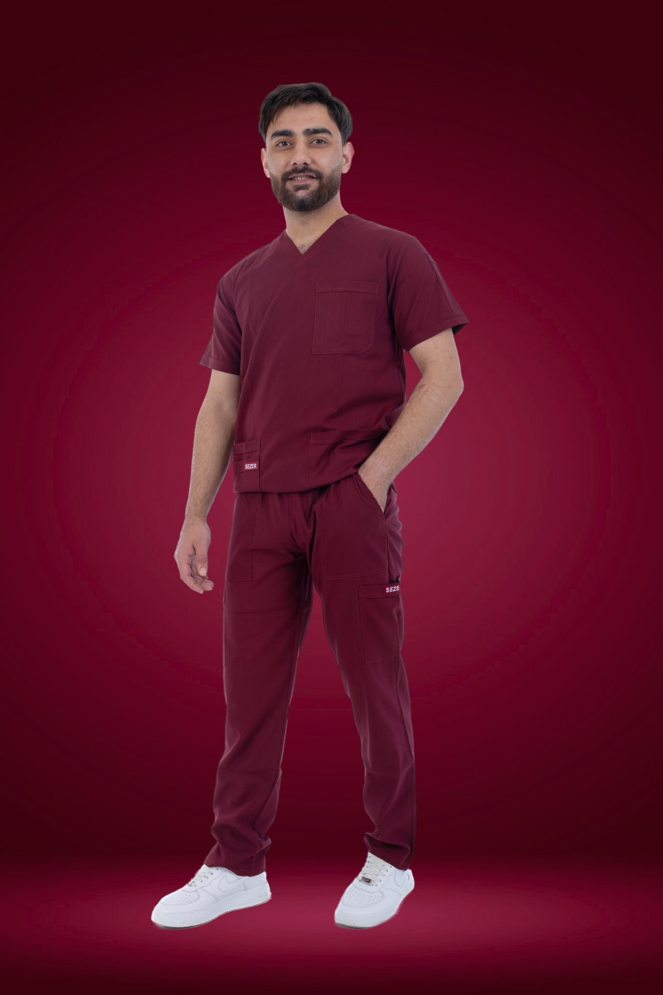 Sezar Scrub Men's - Maroon | نبيتي – قطن ليكرا الجديد