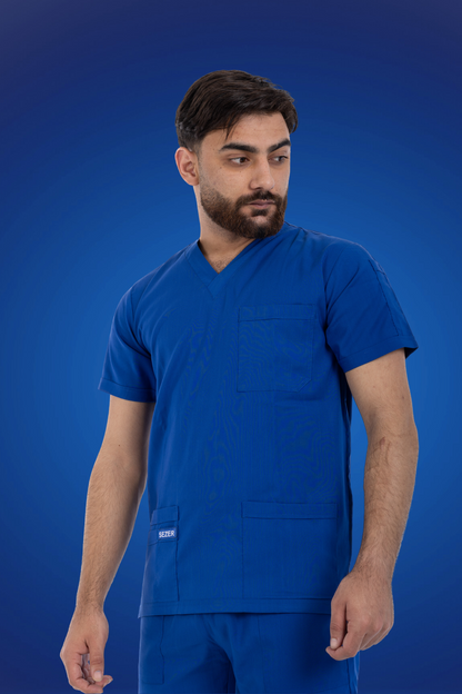 Sezar Scrub Men's - Royal Blue | أزرق ملكي – قطن ليكرا الجديد