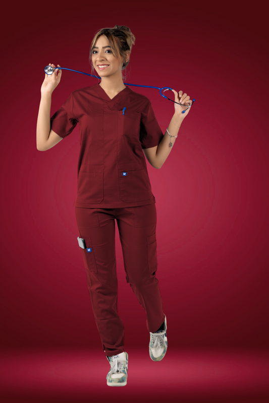 RZ 1 Scrub Female - Maroon  | نبيتي – راحة وأناقة للنساء