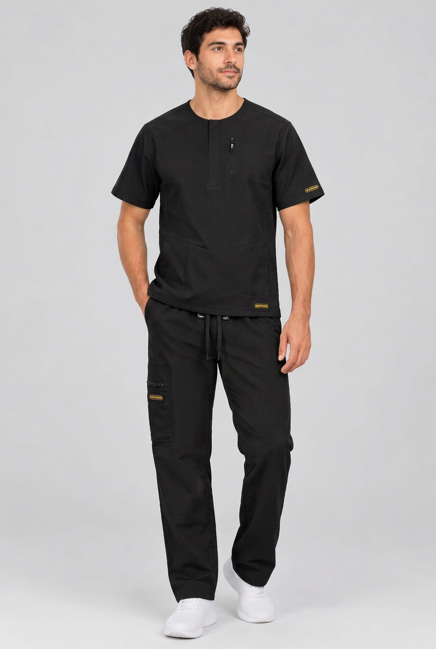 Round Scrub Unisex From DOKTORITO اسود