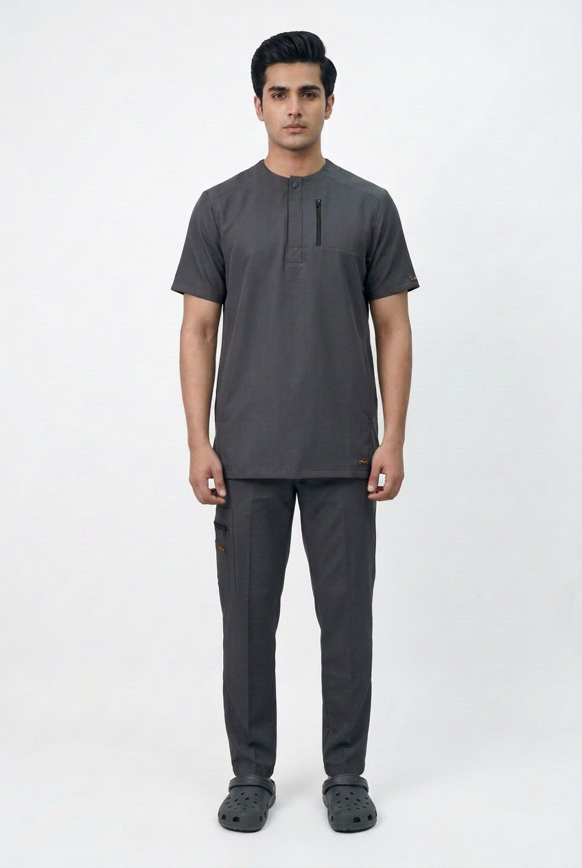 Round Scrub Unisex From DOKTORITO رمادي
